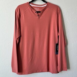 Men’s Kenneth Cole Slim Fit Lightweight Long Sleeve Shirt Salmon Size Medium